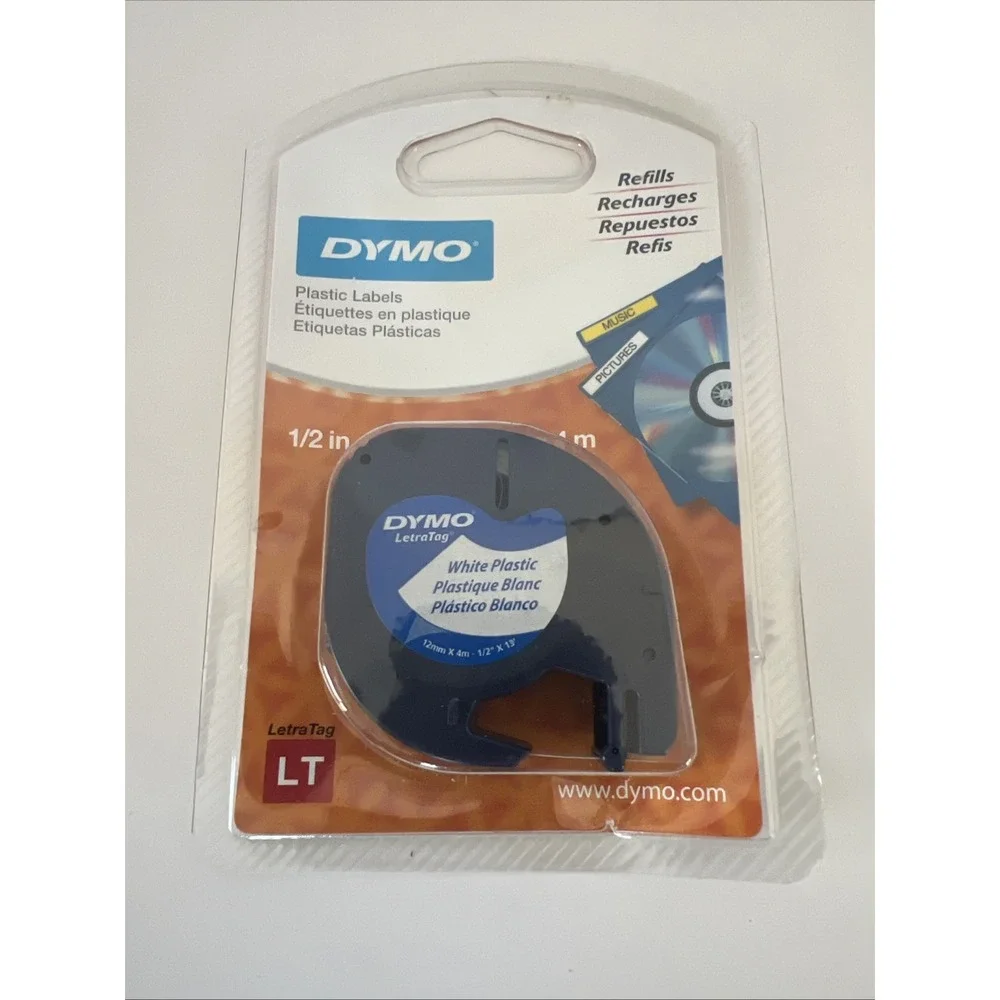 Original DYMO Plastic Label Refill White Letratag 1/2